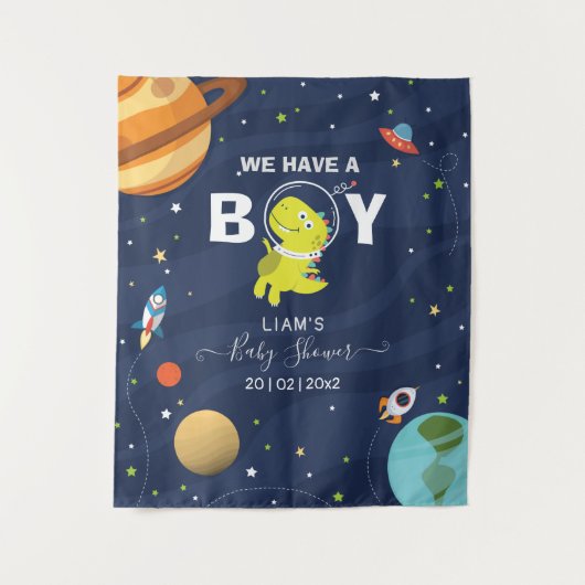 Cooler Hintergrund des Space Dinosaur Wandteppich (Vorderseite)