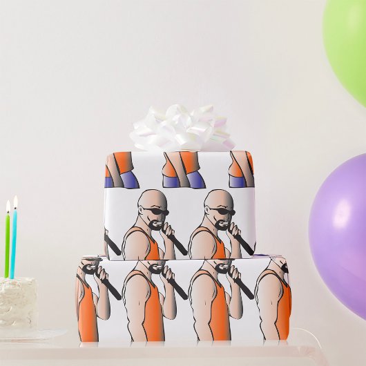 Cooler Hip Hop Bald Typ Singer mit Mikrofon Geschenkpapier