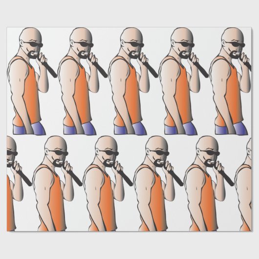 Cooler Hip Hop Bald Typ Singer mit Mikrofon Geschenkpapier (Flach)