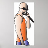 Cooler Hip Hop Bald Typ Singer mit Mikrofon Poster (Vorne)