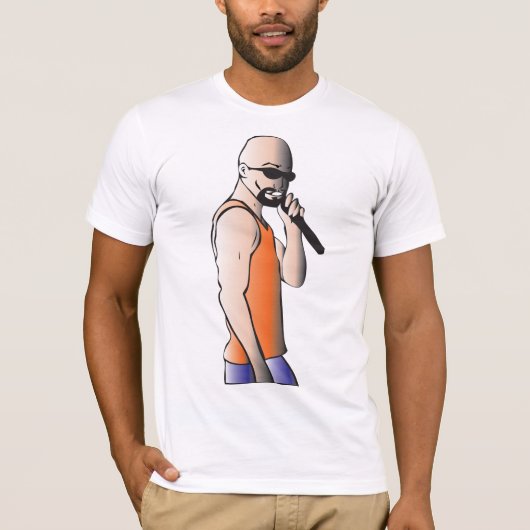 Cooler Hip Hop Bald Typ Singer mit Mikrofon T-Shirt (Vorderseite)