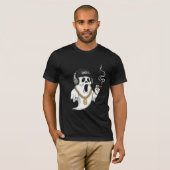 Cooler Hip Hop Ghost mit Goldketten und Zigarren T-Shirt (Vorne ganz)