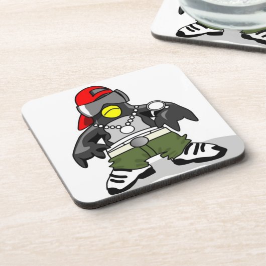 Cooler Hip Hop Penguin Getränkeuntersetzer (Linke Seite)