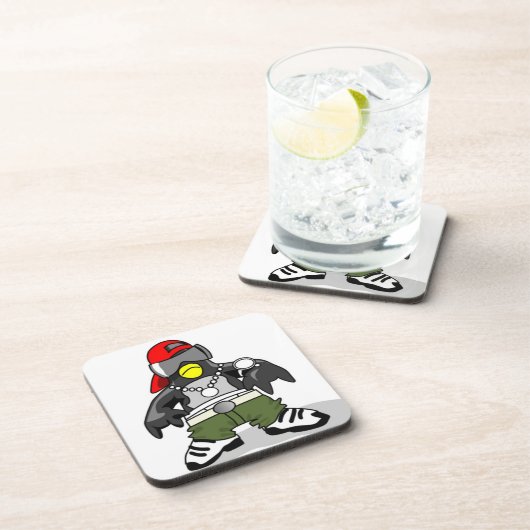 Cooler Hip Hop Penguin Getränkeuntersetzer (Rechte Seite)