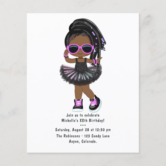 Cooler Hip Hop Rap Tutu Girl Geburtstagsparty Flyer (Vorne)