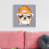 Cooler Hipster Bulldog Leinwanddruck (Insitu (Wohnzimmer))