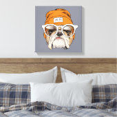 Cooler Hipster Bulldog Leinwanddruck (Insitu (Schlafzimmer))