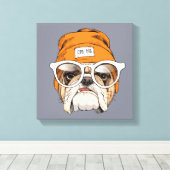 Cooler Hipster Bulldog Leinwanddruck (Insitu (Holzboden))
