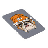 Cooler Hipster Bulldog Magnet (Rechte Seite)