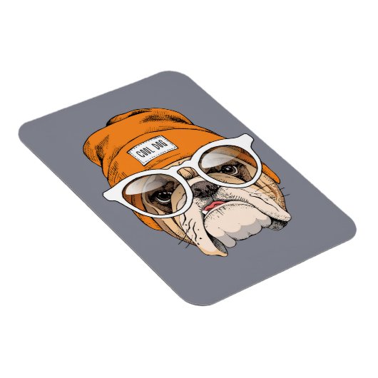 Cooler Hipster Bulldog Magnet (Rechte Seite)