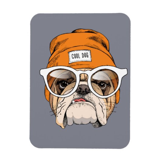 Cooler Hipster Bulldog Magnet (Vertikal)