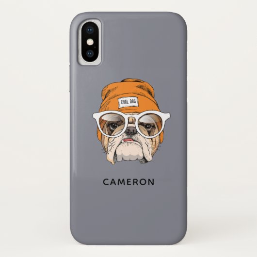 Cooler Hipster Bulldog | Name hinzufügen Case-Mate iPhone Hülle (Rückseite)