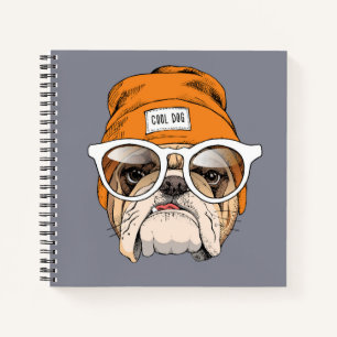 Cooler Hipster Bulldog Notizblock
