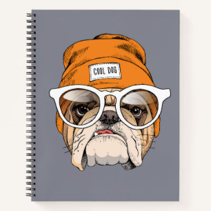 Cooler Hipster Bulldog Notizblock