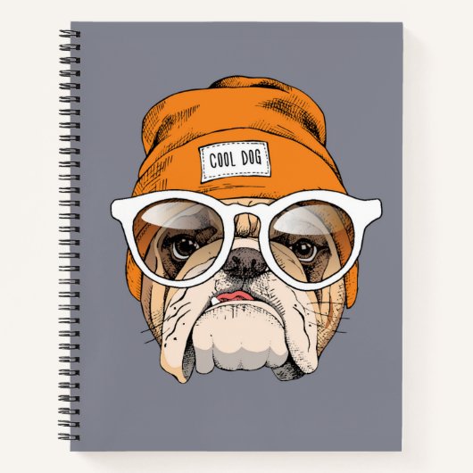 Cooler Hipster Bulldog Notizblock (Vorderseite)
