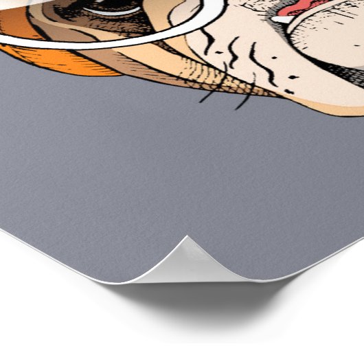 Cooler Hipster Bulldog Poster (Ecke)