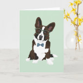 Cooler Hipster Cardigan Welsh Corgi für Hundefreun Karte (Gelbe Blume)