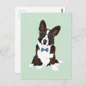Cooler Hipster Cardigan Welsh Corgi für Hundefreun Postkarte (Vorne/Hinten)