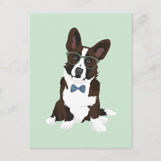 Cooler Hipster Cardigan Welsh Corgi für Hundefreun Postkarte (Vorderseite)