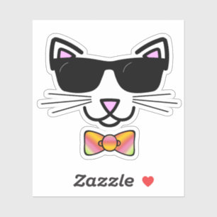 Cooler Hipster Cat Bow Krawatte Aufkleber