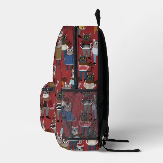 Cooler Hipster Cat Pattern Bedruckter Rucksack (Rechts)