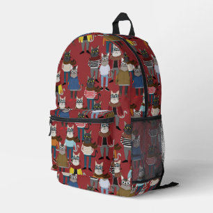 Cooler Hipster Cat Pattern Bedruckter Rucksack