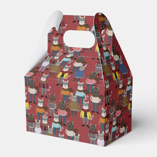 Cooler Hipster Cat Pattern Geschenkschachtel (Vorderseite)