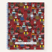 Cooler Hipster Cat Pattern | Name hinzufügen Notizblock (Vorderseite)