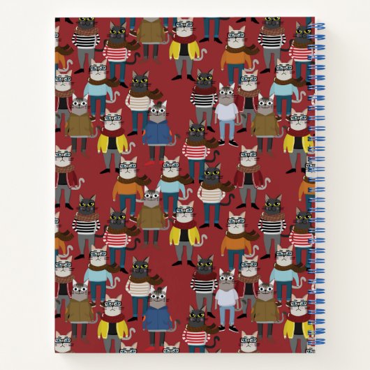 Cooler Hipster Cat Pattern | Name hinzufügen Notizblock (Rückseite)