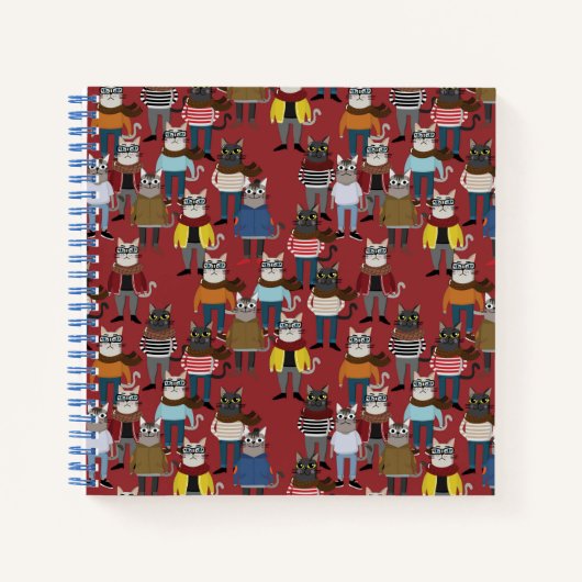 Cooler Hipster Cat Pattern Notizblock (Vorderseite)
