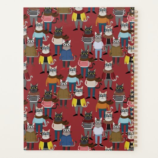 Cooler Hipster Cat Pattern Planer (Rückseite)