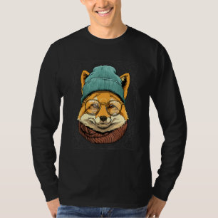 Cooler Hipster Fox Wild Animal Wear Glass Nerd T-Shirt