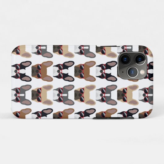 Cooler Hipster Französischer Bulldog Gemusterter F Case-Mate iPhone Hülle (Rückseite (Horizontal))