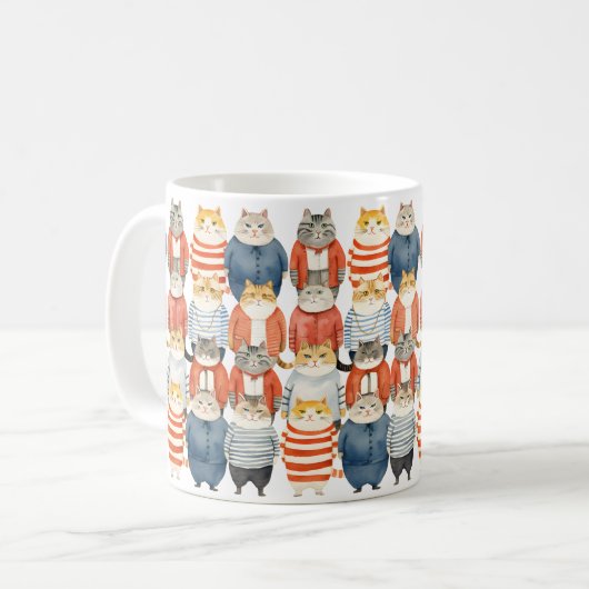 Cooler Hipster Katzen Kaffeetasse (Vorderseite Links)