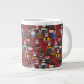 Cooler Hipster Katzenmuster Jumbo-Tasse (Vorderseite Rechts)