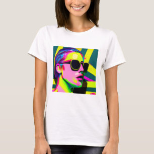 Cooler Hipster Lady in Sonnenbrille Moderne Kunst T-Shirt