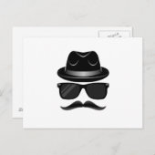 Cooler Hipster mit Schnurrbart, Hut und Sonnenbril Postkarte (Vorne/Hinten)
