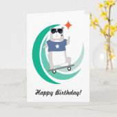 Cooler Hipster Skateboarding Bär Geburtstag Karte (Gelbe Blume)