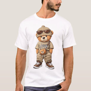 Cooler Hipster-Teddybär im braunen Streetwear-Outf T-Shirt