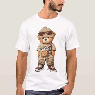 Cooler Hipster-Teddybär im braunen Streetwear-Outf T-Shirt