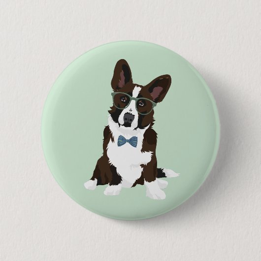 Cooler Hipster-Wolljacken-WaliserCorgi für Button (Vorderseite)