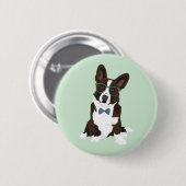 Cooler Hipster-Wolljacken-WaliserCorgi für Button (Vorne & Hinten)