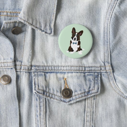 Cooler Hipster-Wolljacken-WaliserCorgi für Button (Beispiel)