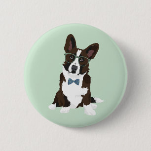 Cooler Hipster-Wolljacken-WaliserCorgi für Button
