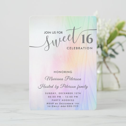 Cooler Holograph trendy Wasserfarbe abstrakt süß 1 Einladung (Stehend Vorderseite)