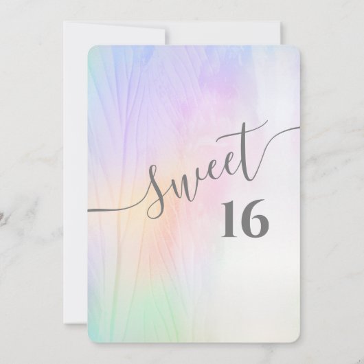 Cooler Holograph trendy Wasserfarbe abstrakt süß 1 Einladung (Rückseite)