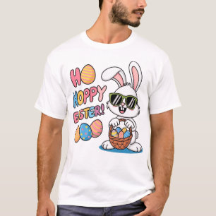 Cooler Hoppy Osterhase Sonnenbrille und Korb Kinde T-Shirt