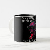 Cooler Horror Skull | Funny Retro Gothic Zweifarbige Tasse (Vorderseite Links)