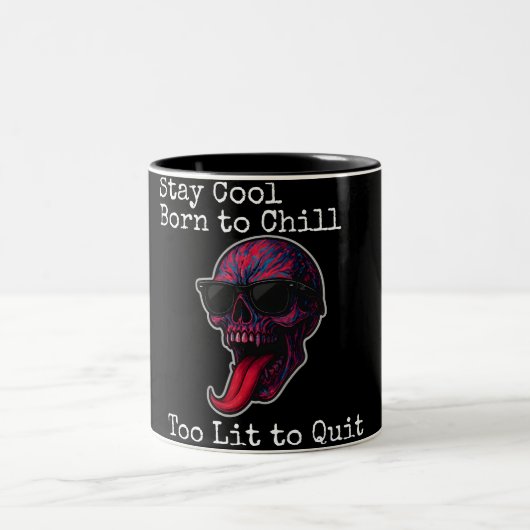 Cooler Horror Skull | Funny Retro Gothic Zweifarbige Tasse (Mittel)