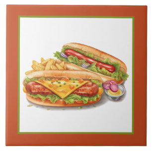 Cooler Hotdog liebt Zuhause-Business Fliese